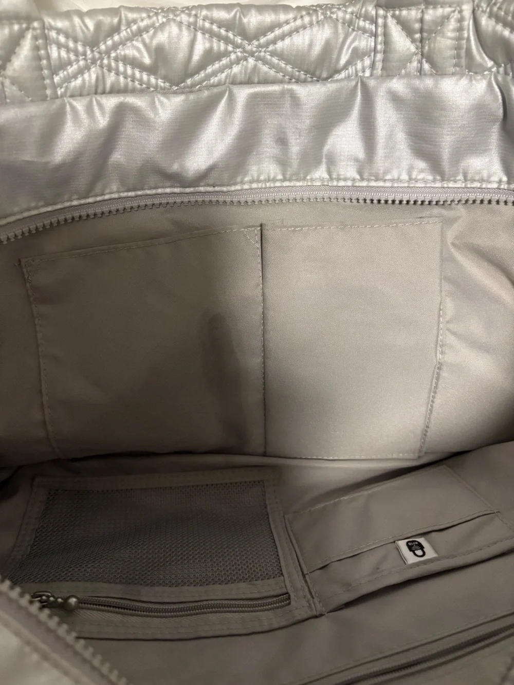 Baggallini Quilted Metallic Silver Tote Bag
